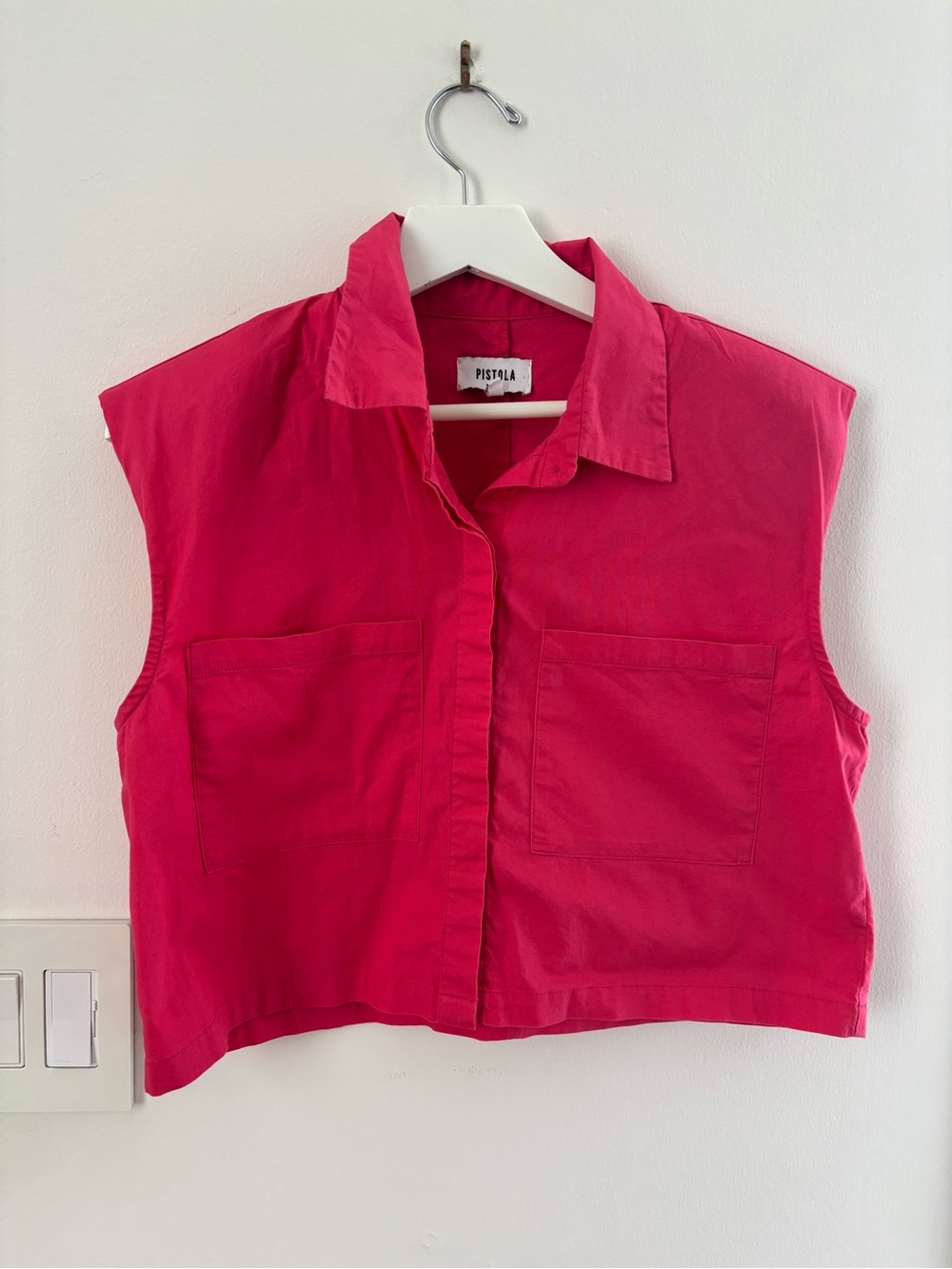 Pistola Sleeveless Button-Front Top in Hot Pink